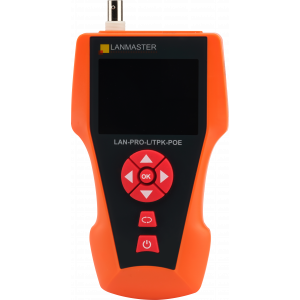 Cable tester with length measurement, cable tracer, and POE detection, 1 remote identifiers